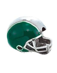 Genuine Zable (TM) Product. 925 Sterling Silver Green Football Helmet Charm. 100% Satisfaction Guaranteed.