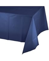 Creative Converting Touch of Color Plastic Table Cover, 54 by 108-Inch, Navy
