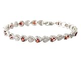 Garnet and Diamond Heart Bracelet in 10kt White Gold