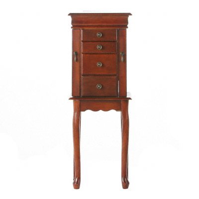 Classic Dark Cherry Jewelry Storage Chest Ring Armoire
