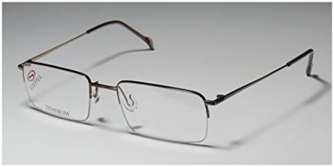 Stepper 4105 Mens Rxable Rectangular Half-rim Titanium Eyeglasses/Eyewear (51-18-135, Brown / Bluish Gray)