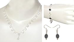 Gift for Her Silver Rainbow Necklace Bracelet and Earrings (gnklcs270)
