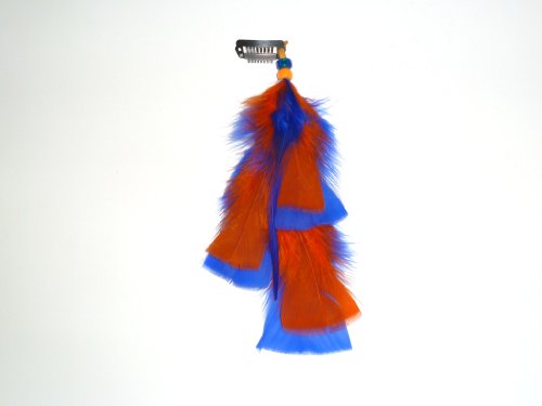 Florida Sports Fans, Clip-in Feather Hair Extensions Blue & Orange - New Football Team Spirit in Your Hair!