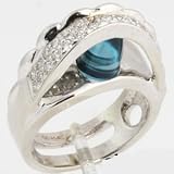 14k White Gold 1.60 Ct Blue Topaz & Diamond Cocktail Ring