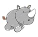 Children's Wall Decals - Cartoon Baby Rhino - 12 inch Removable Graphic