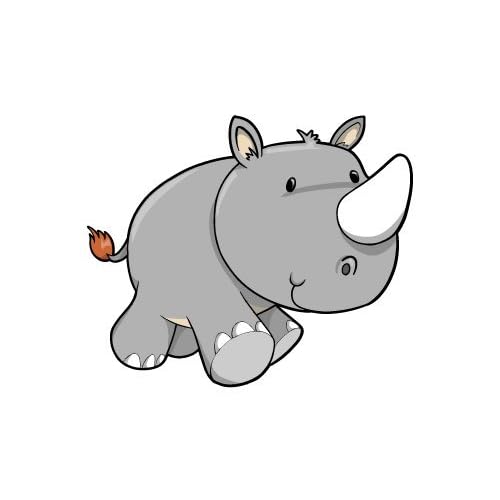 Children's Wall Decals Cartoon Baby Rhino 48 inch