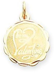 14K Yellow Gold Be My Valentine Disc Charm Pendant