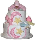 2 Tier Pink Moon and Stars Baby Diaper Cake