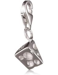VINANI brand Germany 925 Sterling Silver Charm Pendant Piece of Cheese shiny Holes matte HKAE