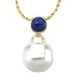 14K Yellow Gold Paspaley South Sea Cultured Pearl and Lapis Lazuli Pendant - 11.00mm