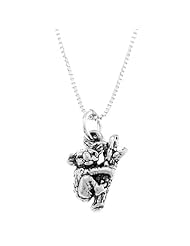 Sterling Silver One Sided Small Koala Bear Climbing Tree Necklace