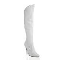 5 Inch Sexy Cuffed Knee Boot High Heel Boot Pointed Toe Boot Inside Zip White Leather