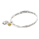 Bracelet - B148 - Bangle Style - Inscribed with "Guardian Angel. Protect and Guide, Always Stay by my Side" ~ Silver Tone Metal