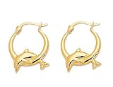 Dolphin Hoop Earrings in 14K Yellow Gold