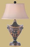 Asian Furniture & D&eacute;cor - 24" Fine Black Lacquer Wood Trophy Jar Decorative Bedside Lamp