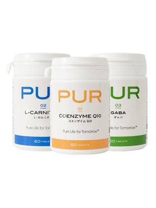 国産サプリメントPUR ベーシック3(コエンザイムQ10、L-カルニチン、ギャバ)