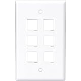 6 Port Wall Plate White