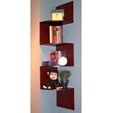 Modern and Stylish Corner Space Saver Bookcase (Cherry) (53 1/8H x 11 7/8W x 11 7/8D)