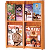Wall Rack-4 Magazine/8 Brochure-Medium Oak - (Medium Oak)