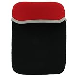 2n1 Combo - 2-Sided Reversible Premium Laptop Just Fit Neoprene Sleeve Case Cover - Bundle with LCD Screen Protector for Amazon Kindle 1st and 2nd Generation Electronic Reading Device - (Kindle NOT included) , Black / Red