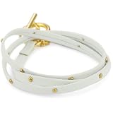 gorjana Graham Gold-Tone White Leather Studded