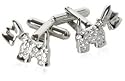 Crystal Studded Terrier Schnauzer Dog Cufflinks in Silver with Presentation Box
