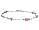 Created Pink Sapphire Bracelet with Diamond 3.5 Carat (ctw) in 10K White Gold