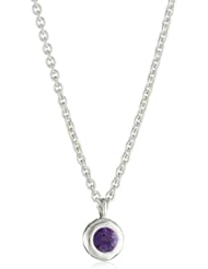 Zina Sterling Silver "Sahara Collection" Ripple Textured Amethyst Pendant Necklace