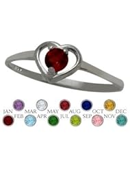 10 Karat White Gold Genuine Garnet Solitaire Gem Round Shape Baby Ring