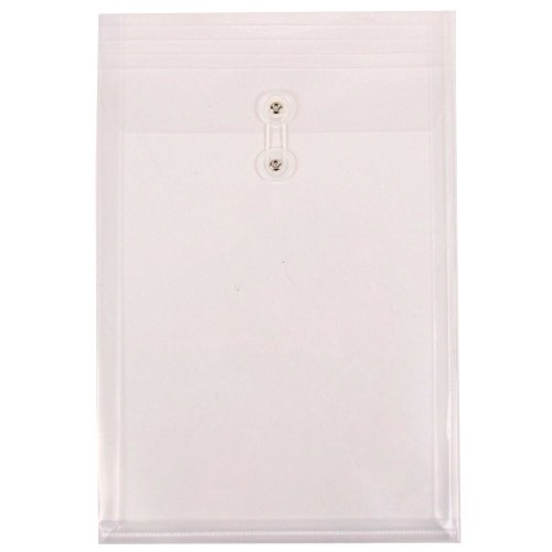 JAM PaperÂ® Plastic Open End Envelope with Button & String Closure - Legal Size (10.25 x 14.5) - Clear - 12 envelopes per pack