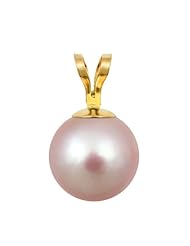 8-8.5mm Pink Freshwater Pearl Pendant Round "AAA" with 14K Yellow Gold 18" Chain in Gift Box
