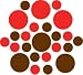 Set of 30 - Chocolate Brown / Red Circles Polka Dots Vinyl Wall Graphic Decals Stickers