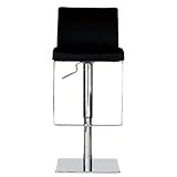 Baxton Studio Adjustable Swivel Full Leather Barstool, Black