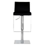 Baxton Studio Adjustable Swivel Full Leather Barstool, Black