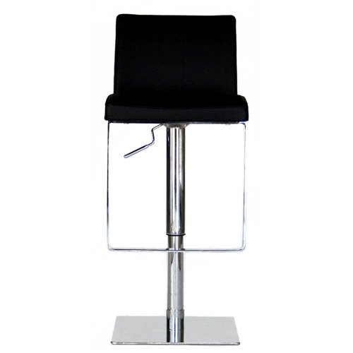 Baxton Studio Adjustable Swivel Full Leather Barstool, Black
