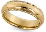 14K Gold Milgrain Comfort-Fit Wedding Band, 5mm Wide