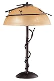 Kenroy Home #30900BRZ Twigs Table Lamp with 16 inch diameter Amber Indescent Scavo glass shade
