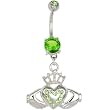 Peridot Green Gem No. 4 IRISH CLADDAGH Belly Ring