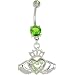 Peridot Green Gem No. 4 IRISH CLADDAGH Belly Ring