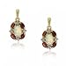 Opal, Garnet, and Diamond Dangle Stud Earrings in Solid Yellow Gold