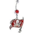 National Football League Logo Silver Single Gem Belly Ring - Tampa Bay Buccaneers