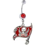 National Football League Logo Silver Single Gem Belly Ring - Tampa Bay Buccaneers