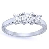 31ghwx7eMAL. SL160  3/4 Carat Diamond 14k White Gold Three Stone Engagement Ring