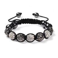 Black And Silver Unisex Shamballa Bracelet Crystal Disco Ball Friendship Bead Swarovski Crystals Beads Bracelets by Gadgets And Gifts Galore ®