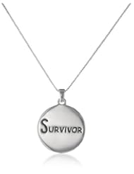 Sterling Silver "Soar" and "Survivor" Reversible Circle Pendant Necklace , 18"