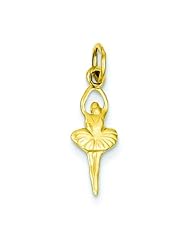 14K Yellow Gold Ballerina Charm Pendant Ballet Jewelry