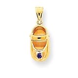 14k 3-Dimensional February/Amethyst Engraveable Baby Shoe Pendant