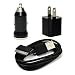 Case Star ® Black USB Wall Charger + USB Mini Car Charger + 3Ft USB Charge and Sync Data Cable for iPod touch iPod nano iPhone 3G 3GS 4 4S + Case Star Cellphone Bag