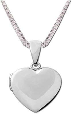Girls Charm Necklace, Sterling Silver Heart Locket Necklace, Girls sterling silver classic heart locket that opens to reveal a space for a small momento. Locket measures 15mm and floats on a 14" Italian box chain. A look she will love and be a keepsake she will cherish forever!