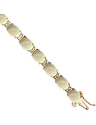 10K Yellow Gold Natural Opal Oval Tennis Bracelet 5x7 mm stones, 7 inches